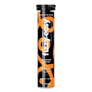 Fizzy Easy L-Arginine Complex DuoLife, imagine principală produs, tub tablete efervescente L-arginină DuoLife pe fundal alb, unghi frontal.