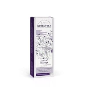 Liniștea Pădurii Györgytea, imagine principală produs, pungă ceai relaxant cu plante de pădure pe fundal verde natural.