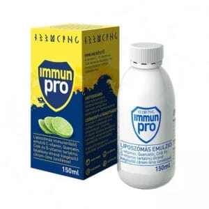 ImmunPro Emulsie cu Lipozomi Hymato, imagine principală produs, flacon emulsie lipozomală ImmunPro pe fundal alb, unghi frontal.