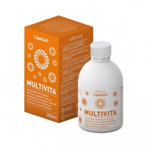 MultiVita Lipocell Hymato Standard, imagine principală produs, flacon standard multivitamine lipozomale Hymato pe fundal alb, unghi frontal.