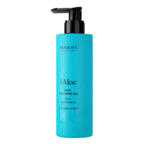 Aloe Cleansing Gel DuoLife, imagine principală produs, tub gel de curățare cu aloe vera pe fundal alb curat, unghi frontal.