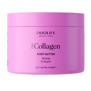 Colagen Body Butter DuoLife, imagine principală produs, borcan unt de corp cu colagen DuoLife pe fundal alb, unghi frontal.