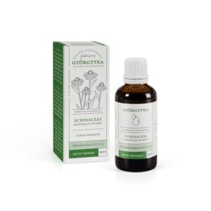 Extract Alcoolic de Echinacea Györgytea, imagine principală produs, flacon tinctură echinacea pe fundal alb, unghi frontal.