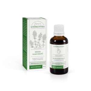 Extract Alcoolic de Cimbrișor Györgytea, imagine principală produs, flacon tinctură de cimbrișor pe fundal alb curat, unghi frontal.